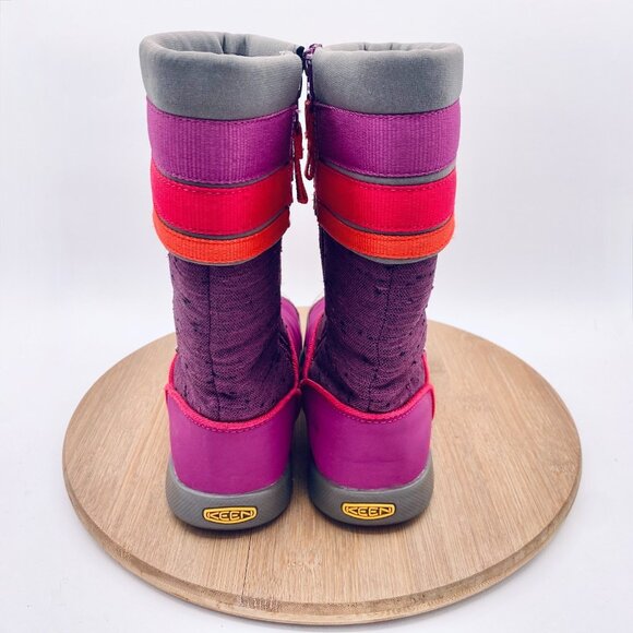 Keen Boots Womens 5 Pink Mesh Mid Calf Stripe Insulted Snow - Picture 8 of 12